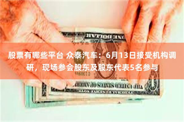 股票有哪些平台 众泰汽车：6月13日接受机构调研，现场参会股东及股东代表5名参与