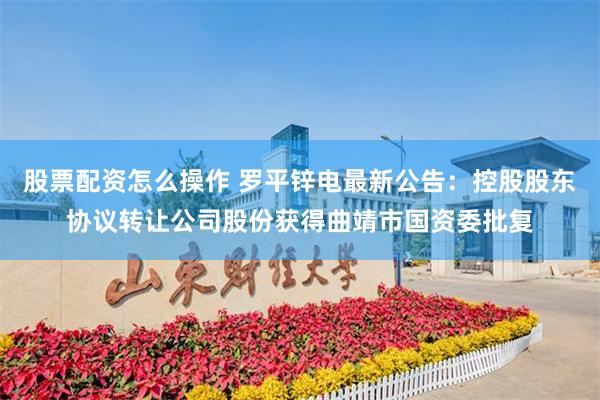 股票配资怎么操作 罗平锌电最新公告：控股股东协议转让公司股份获得曲靖市国资委批复