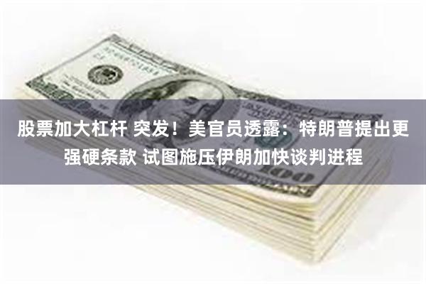 股票加大杠杆 突发！美官员透露：特朗普提出更强硬条款 试图施压伊朗加快谈判进程